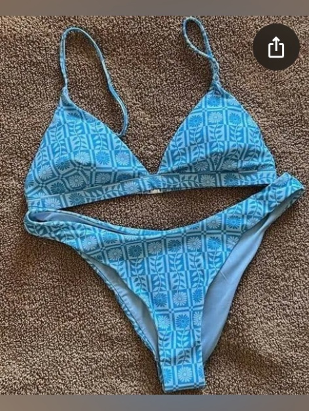 NWT Rhythm x Free People Aqua Floral Bikini Set / Top and Bottoms / XXL / EU16